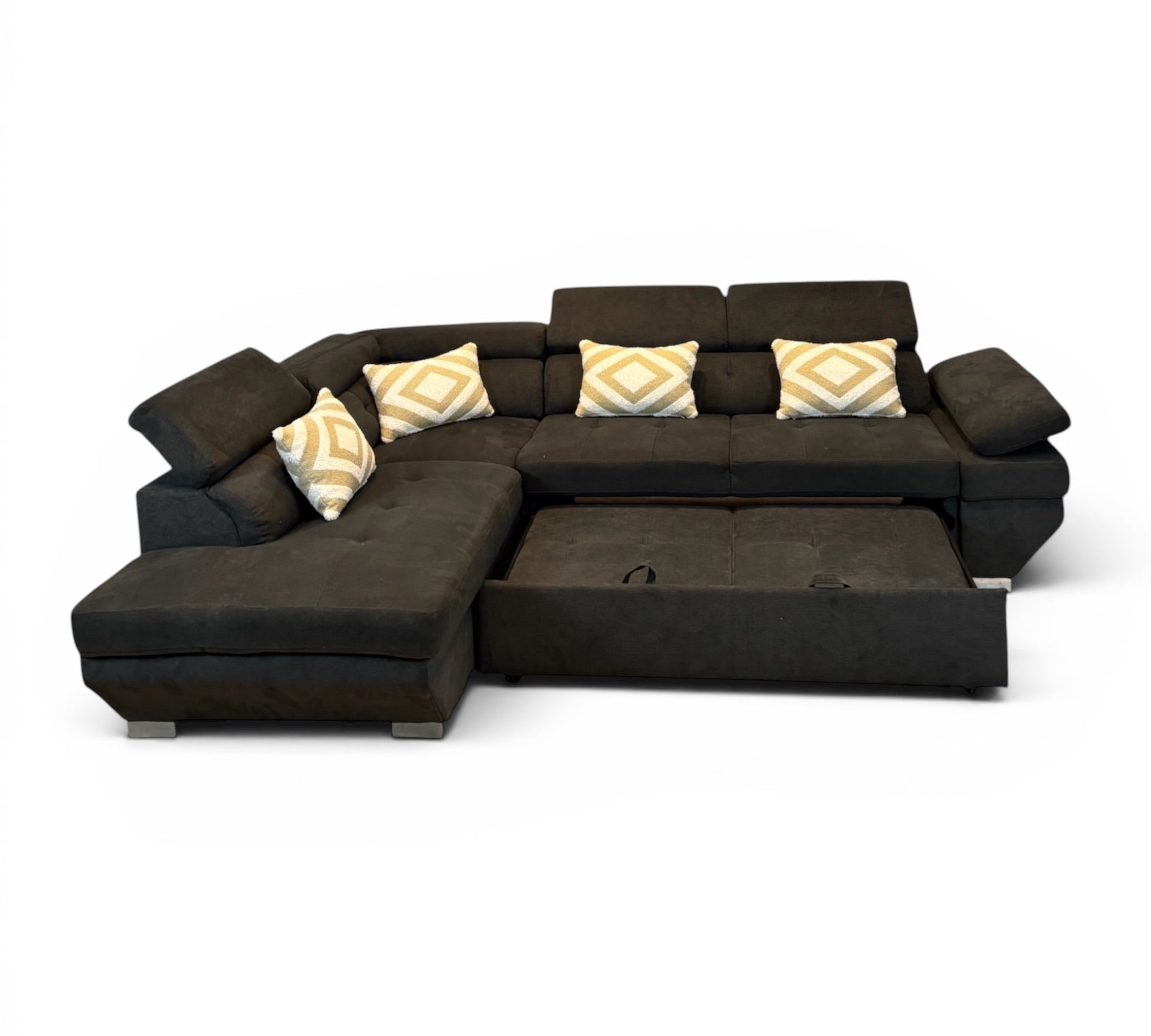 Tanguay Black Fabric Sectional Sofa Bed with Storage and Adjustable Headrests - 1.JPG