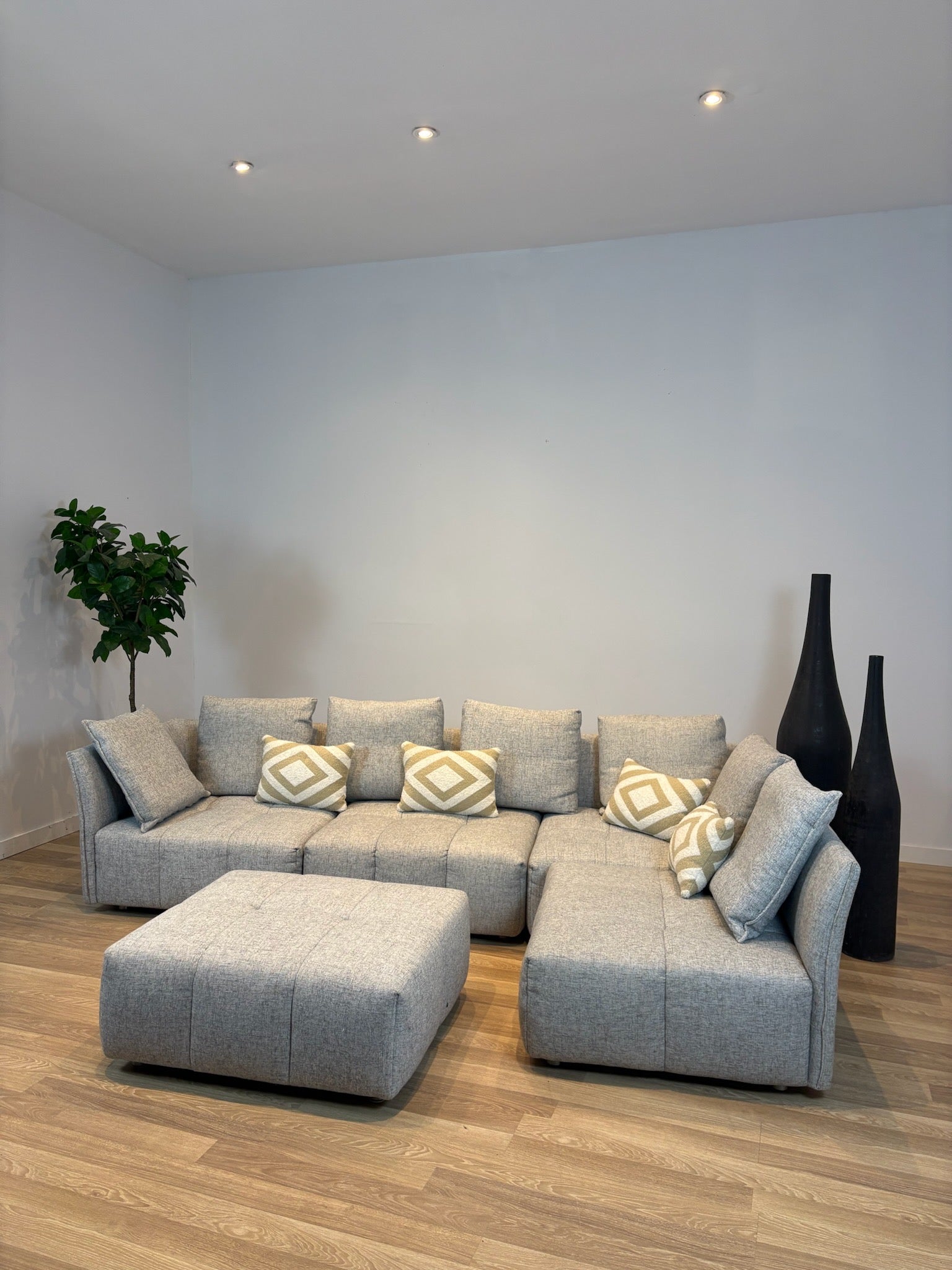 Maison Corbeil Modular Grey Fabric Sectional with Ottoman - IMG_2062.jpg