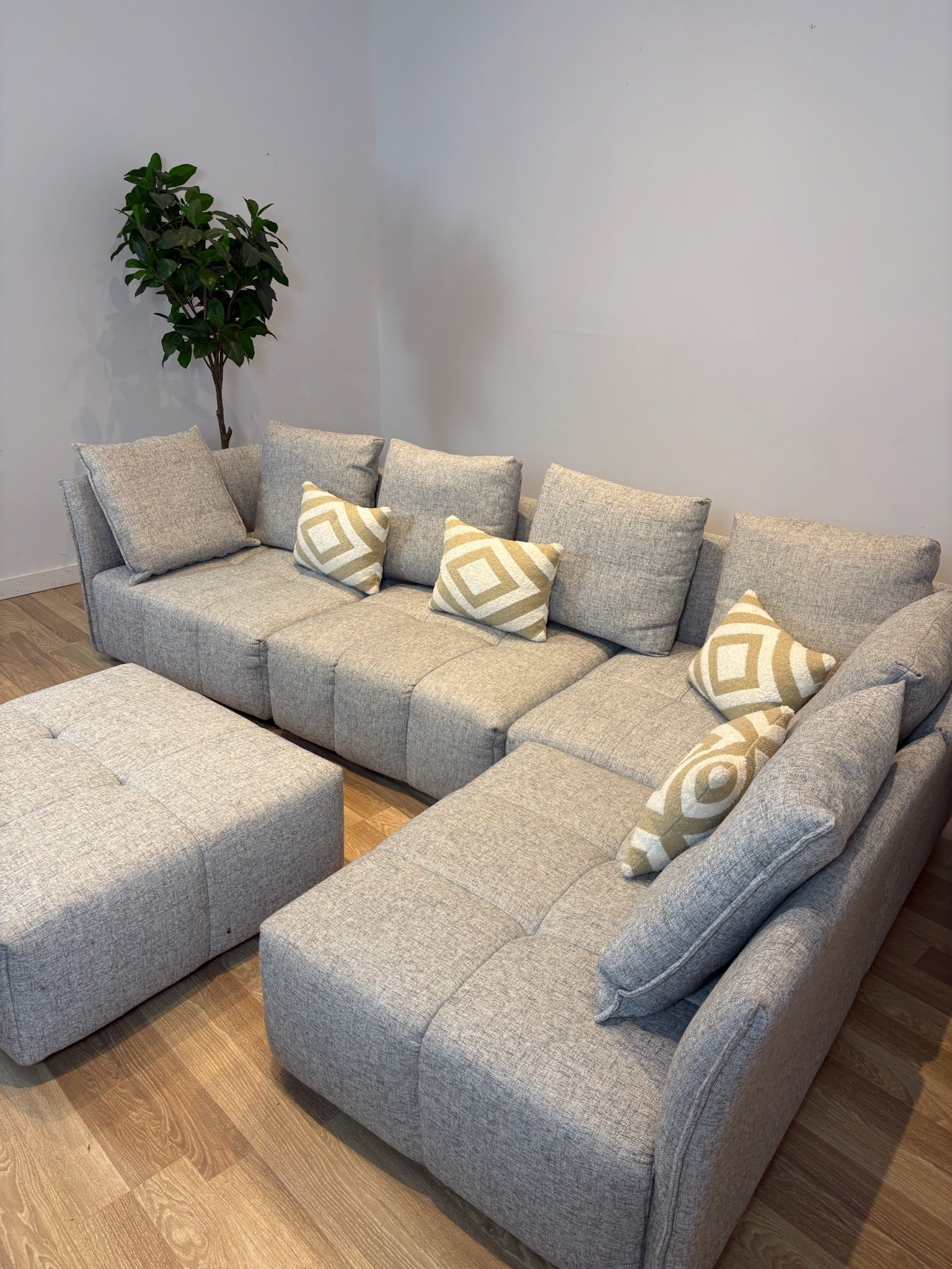 Maison Corbeil Modular Grey Fabric Sectional with Ottoman - IMG_2063.jpg