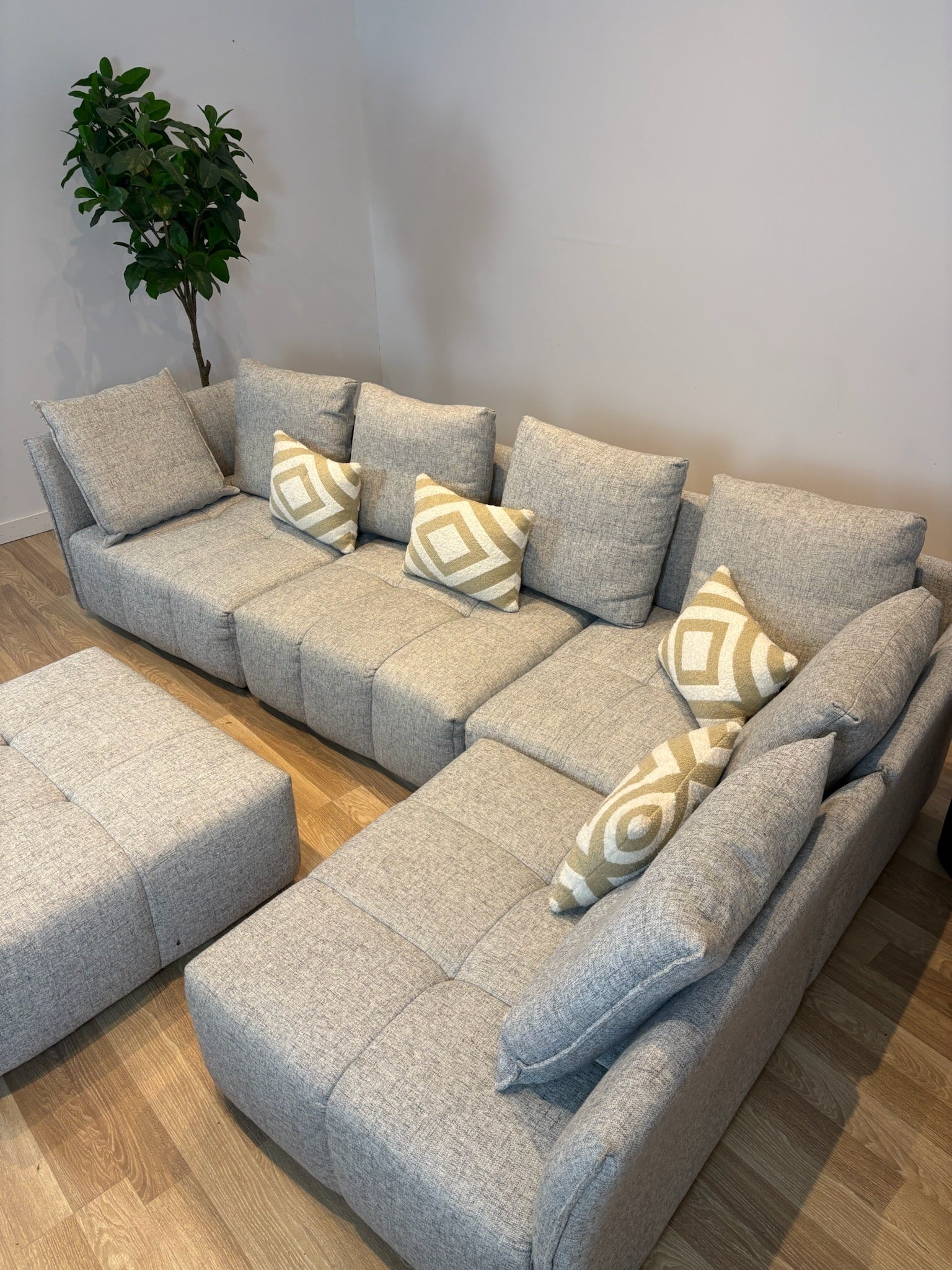 Maison Corbeil Modular Grey Fabric Sectional with Ottoman - IMG_2065.jpg