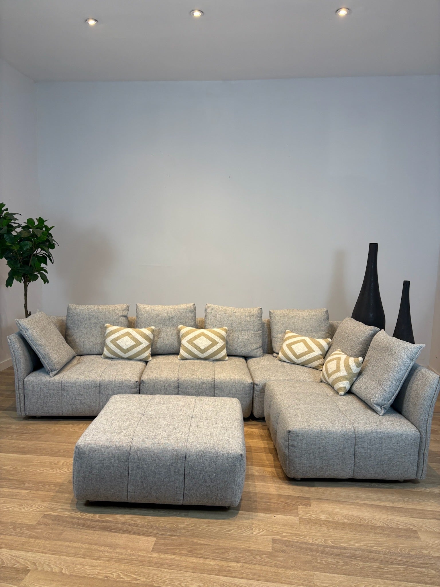 Maison Corbeil Modular Grey Fabric Sectional with Ottoman - IMG_2073.jpg