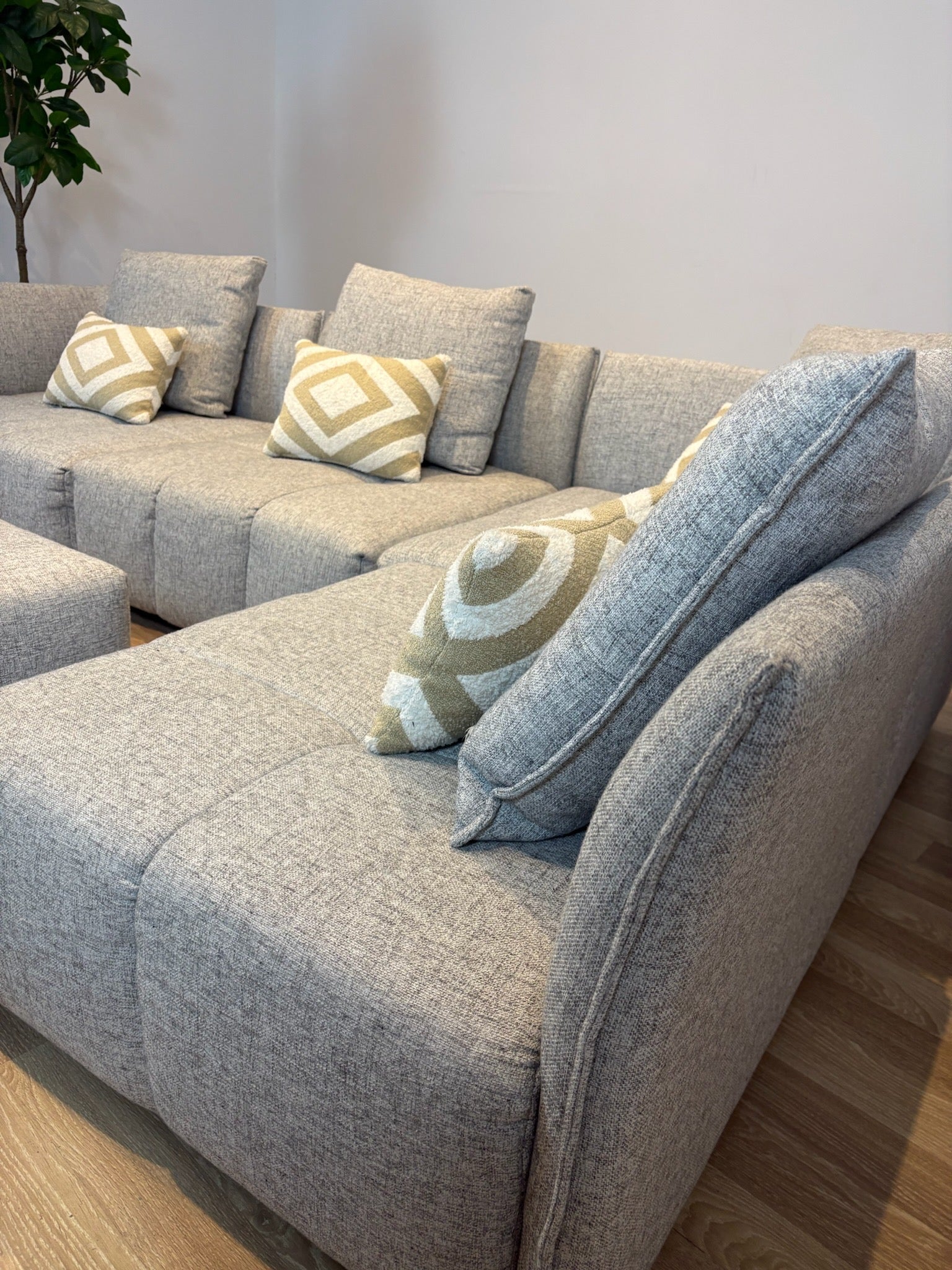 Maison Corbeil Modular Grey Fabric Sectional with Ottoman - IMG_2077.jpg