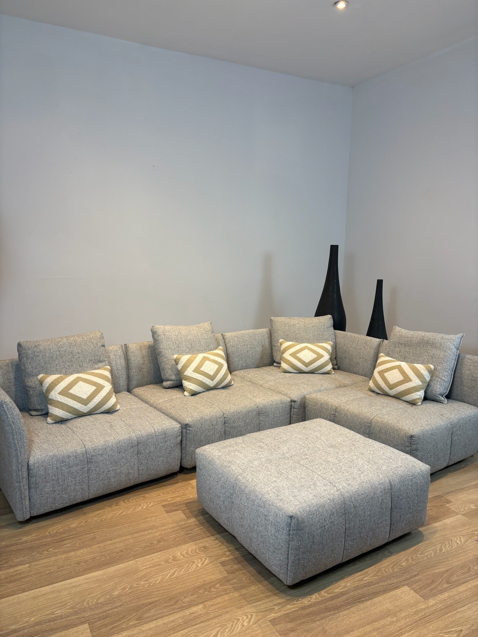 Maison Corbeil Modular Grey Fabric Sectional with Ottoman - IMG_2080.jpg