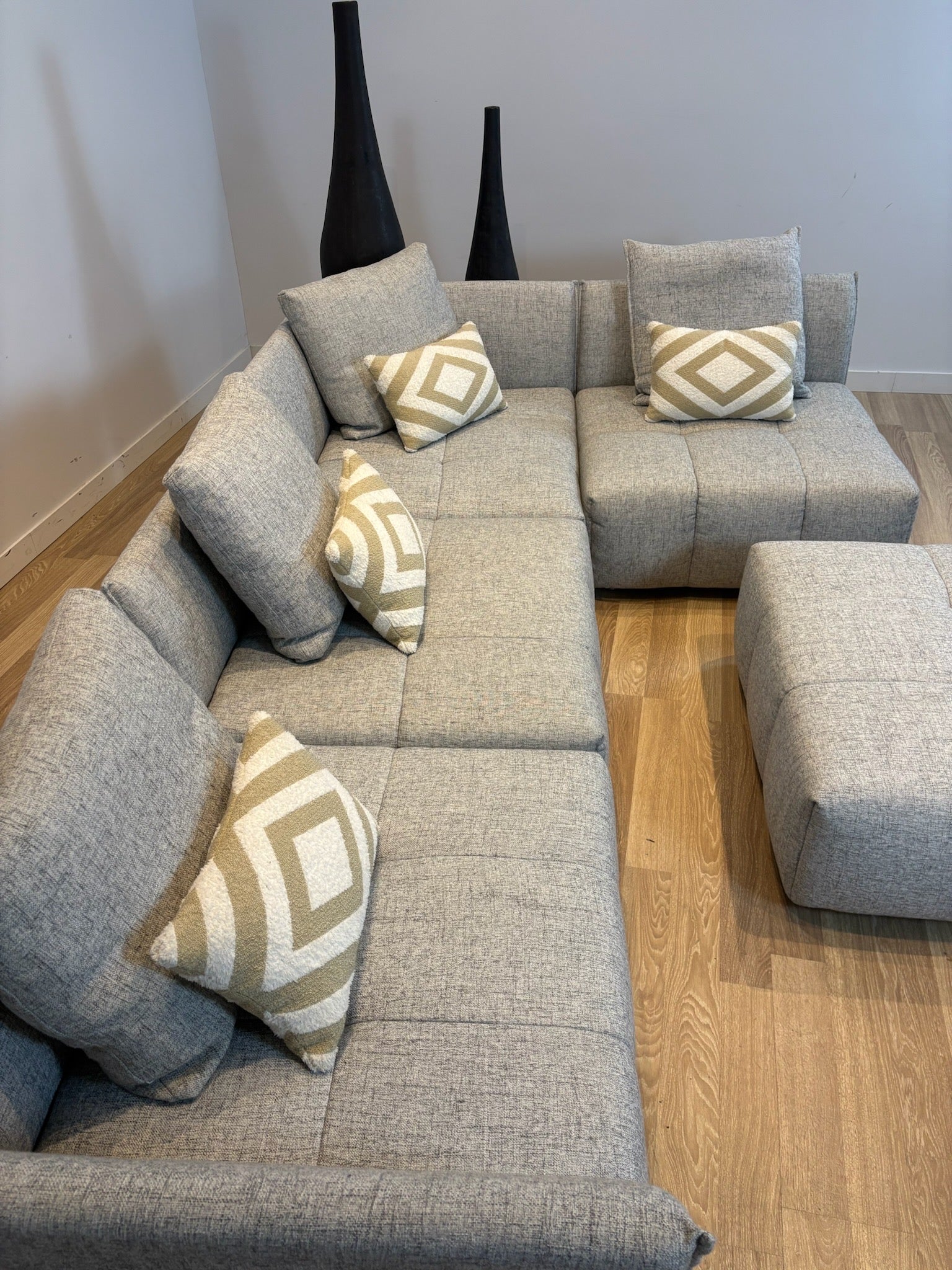 Maison Corbeil Modular Grey Fabric Sectional with Ottoman - IMG_2081.jpg