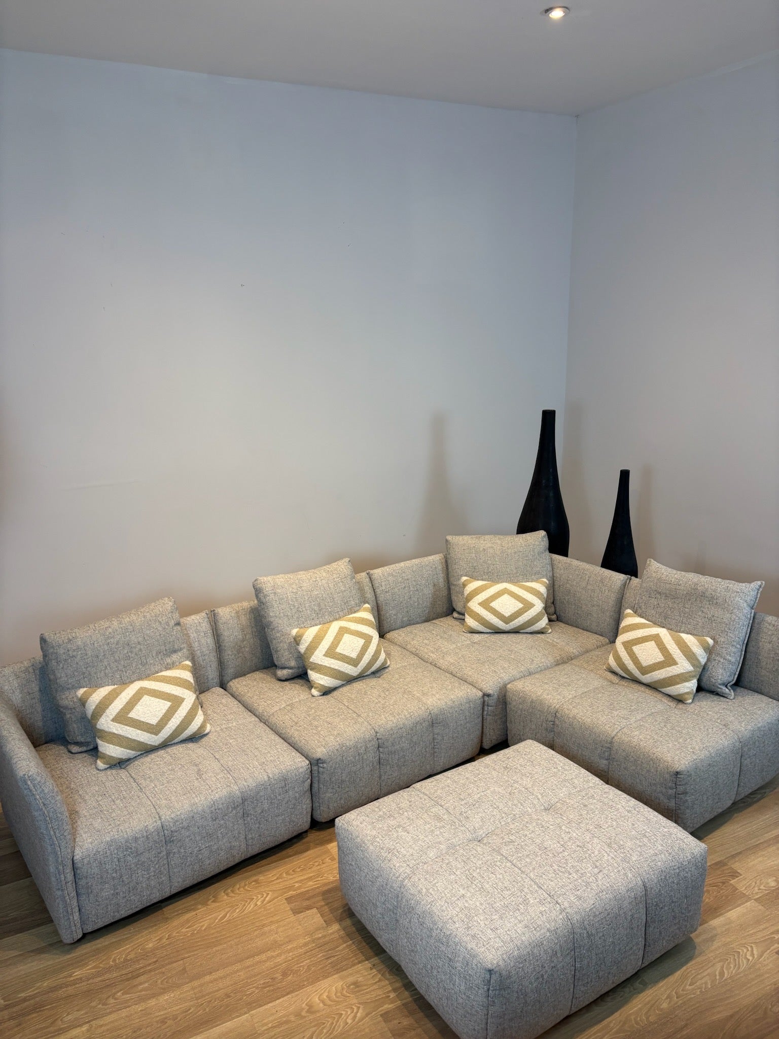 Maison Corbeil Modular Grey Fabric Sectional with Ottoman - IMG_2082.jpg