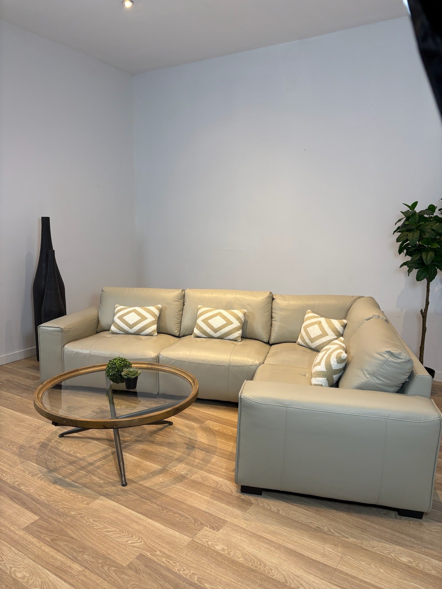 Tanguay Beige Leather Modular Sectional Sofa - IMG_2089.jpg
