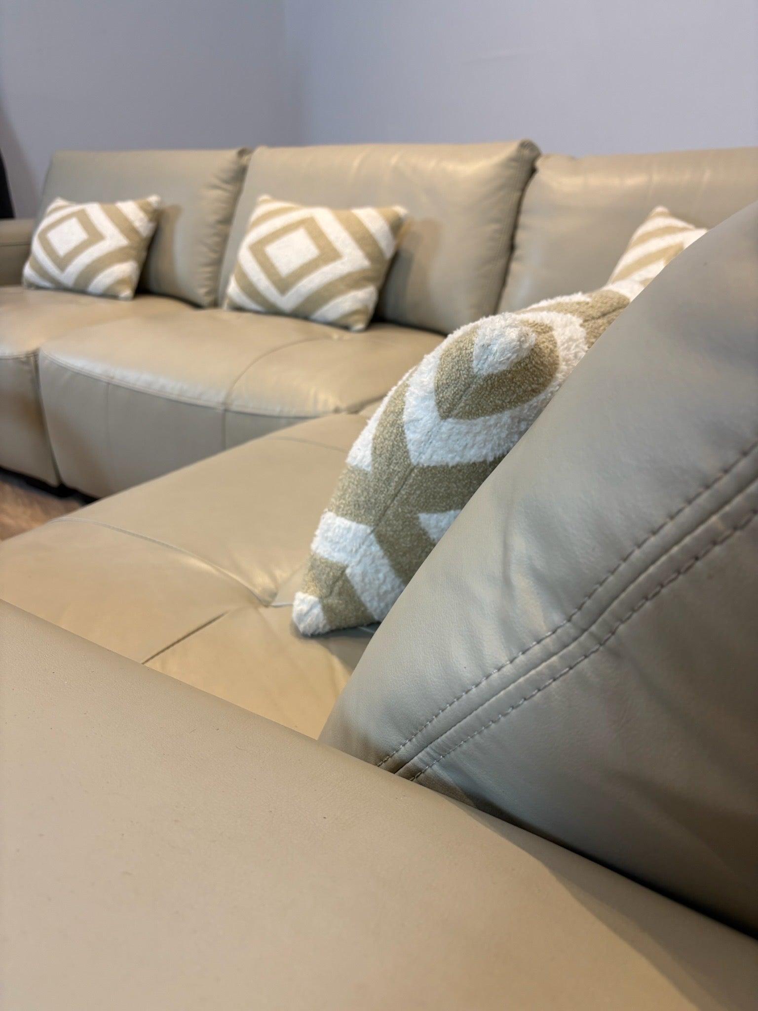 Tanguay Beige Leather Modular Sectional Sofa - IMG_2092.jpg
