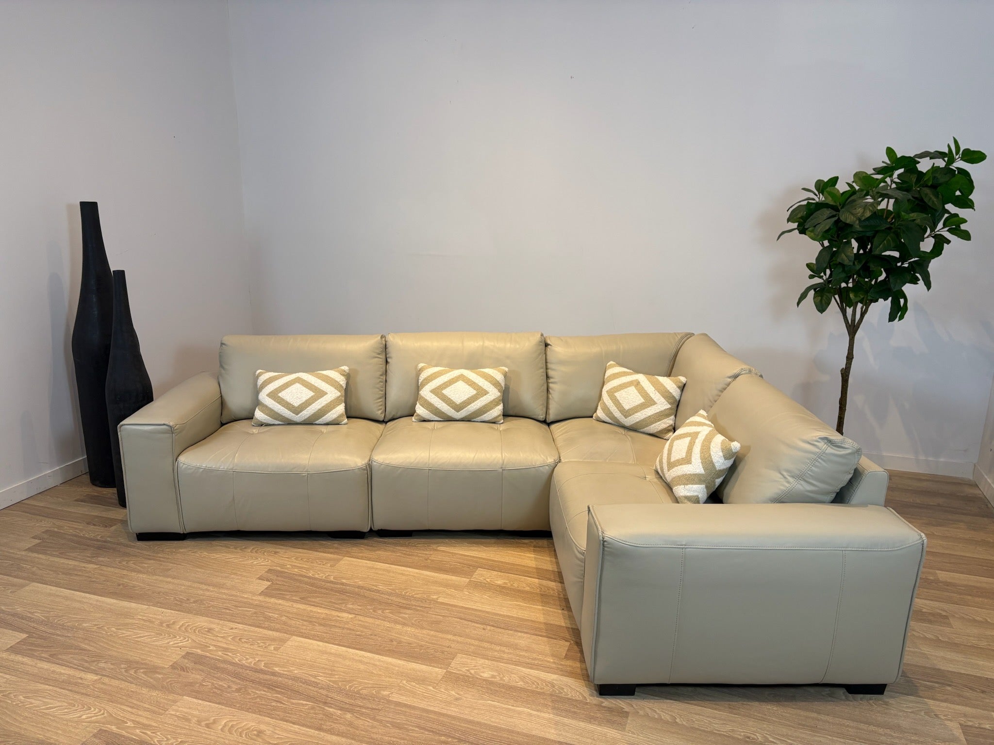 Tanguay Beige Leather Modular Sectional Sofa - IMG_2099.jpg