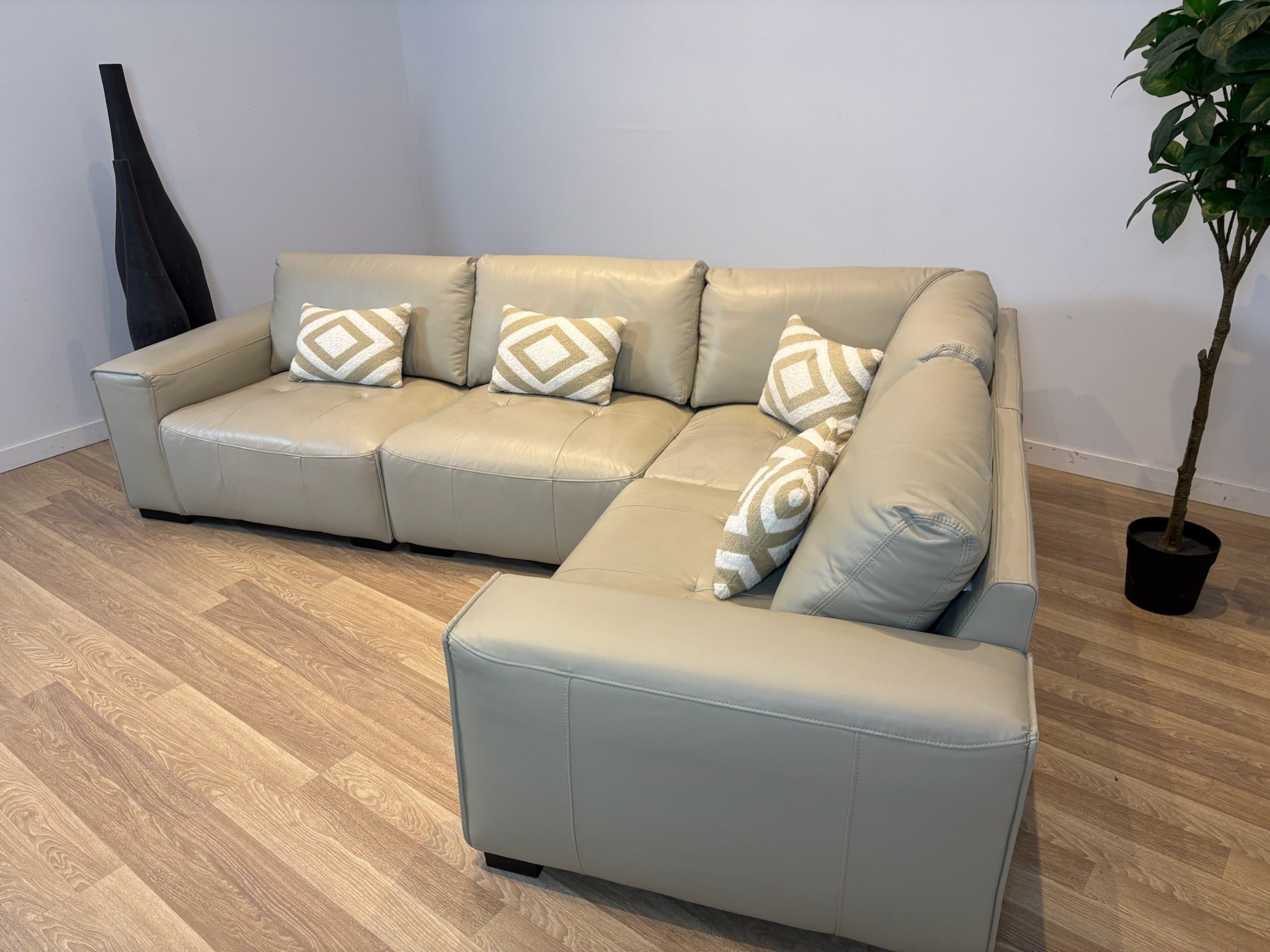 Tanguay Beige Leather Modular Sectional Sofa - IMG_2100.jpg