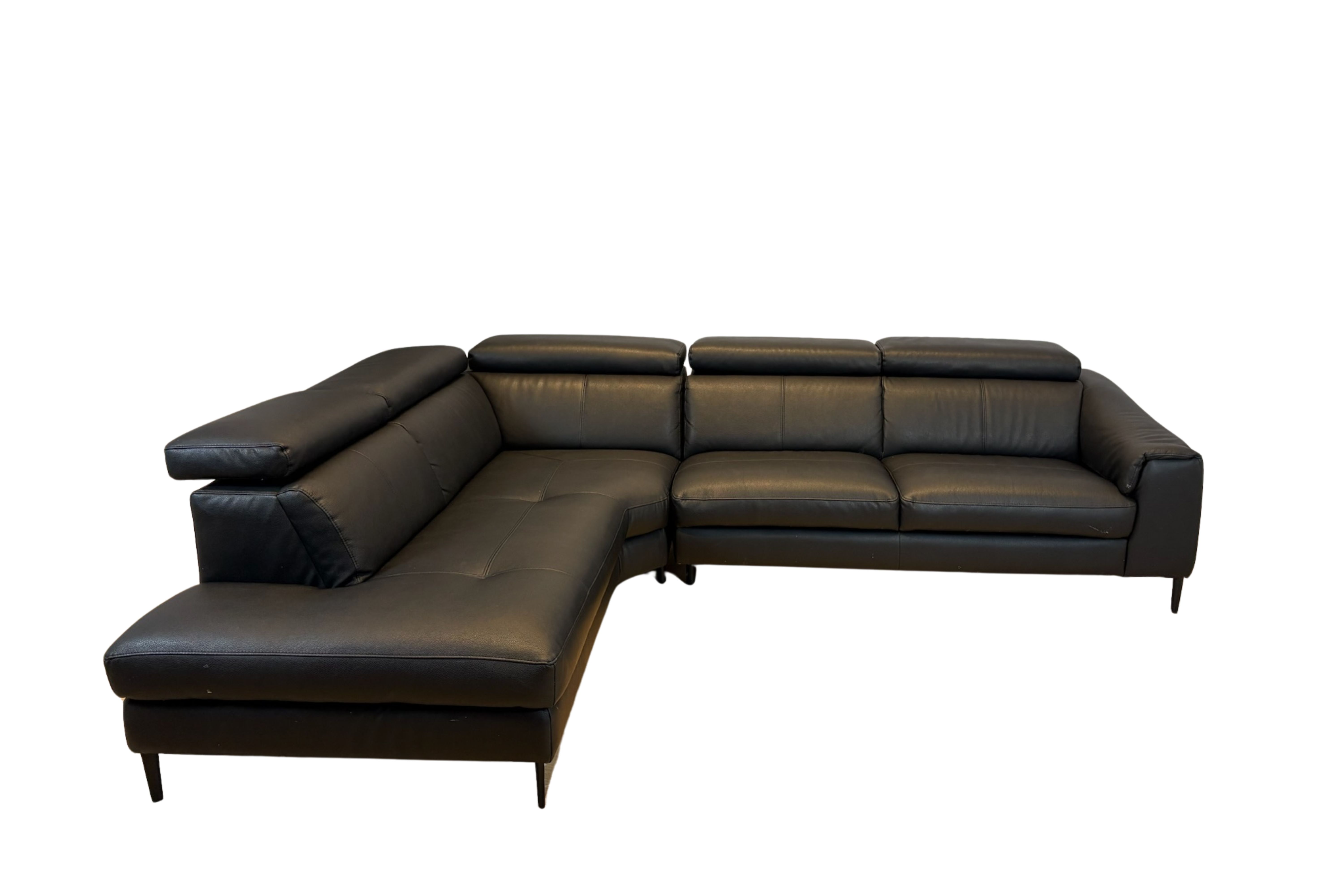 Sleek Black Leather Sectional